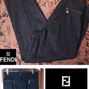 VTG Fendi Patterned Monogram Black Trousers Pants